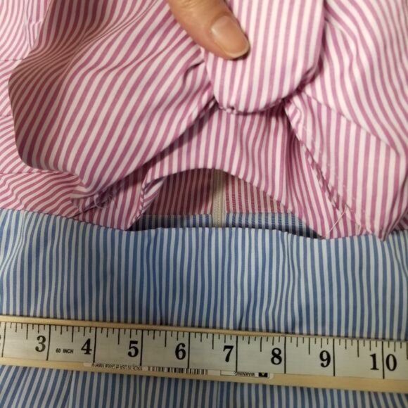 Romeo + Juliet Couture Woven Pinstripe Bow Bust Jumpsuit Small - Picture 9 of 11